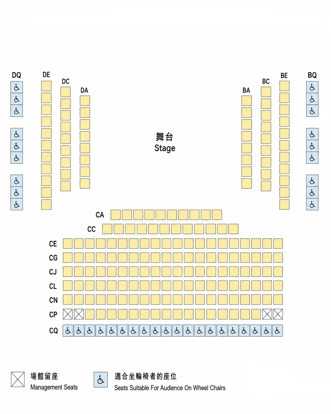 香港文化中心劇場三向舞台座位圖